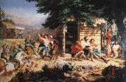 Nahl, Charles Christian Sunday Morning in the Mines oil on canvas